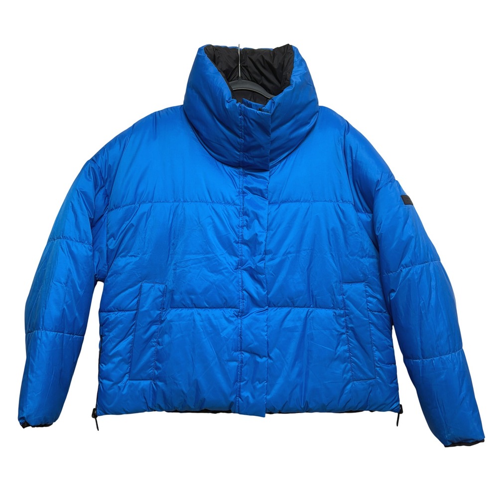 Calvin Klein Puffer Jacket Womens M Blue PF2J4376 Reversible Funnel Neck